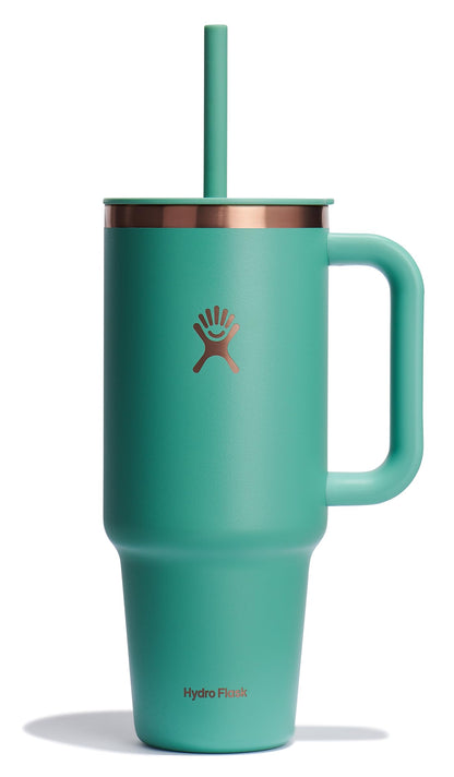 Hydro Flask Travel Tumbler with Handle, Lid and Straw - Insulated Stainless Steel in 40 Oz Agave