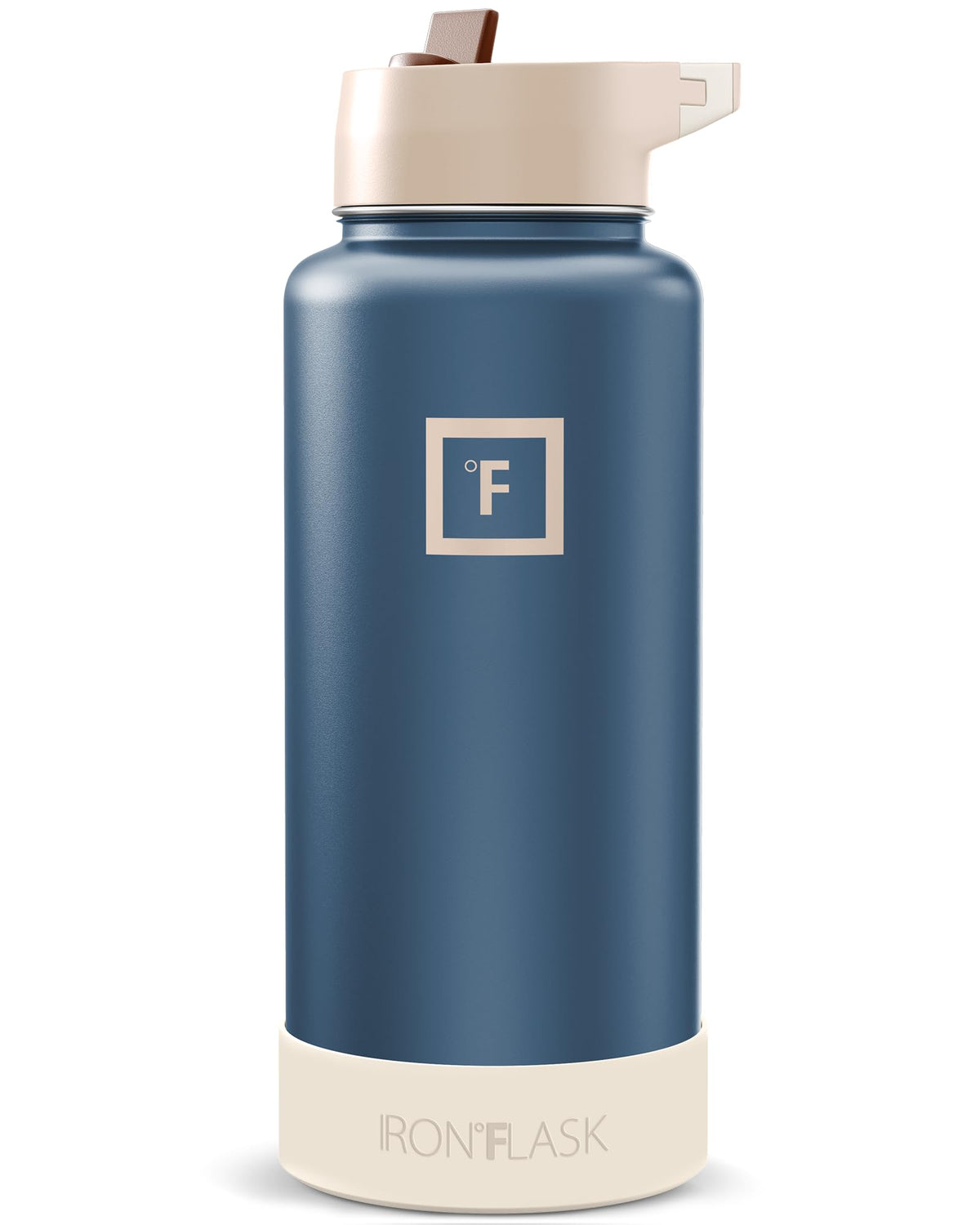 IRON °FLASK 32 oz Wide Mouth Water Bottle with 3 Lids | Insulated Stainless Steel Sports Water Bottle with 3 Leakproof Lids - BPA Free, Cold 24 Hrs, Sweat Free (Midnight Black)