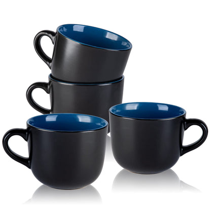 AmorArc 24 oz Soup Mugs with Handles, Jumbo Ceramic Bowls Mugs Set with handles for Coffee Cereal Cappuccino Snacks, Microwave&Dishwasher safe Soup Cups for Meal-Multicolor