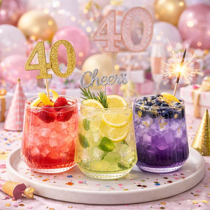 40 Pack 12oz Ribbed Stemless Disposable Plastic Wine Glasses, Shatterproof | BPA-Free Recyclable Reusable Cocktail Champagne Whiskey Cups, Unbreakable Clear PET for Wedding Party Birthday Outdoor Events