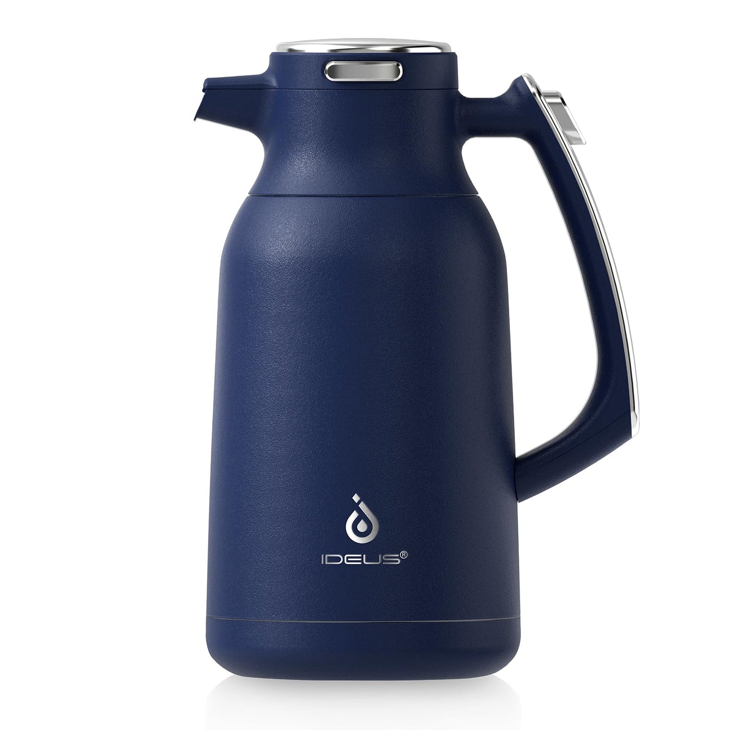 IDEUS Thermal Coffee Carafe, Stainless Steel Double Wall Insulated Vacuum Flask, Water Jug Coffee Server and Beverage Dispenser, Heat and Cold Retention (White-Gold, 68, Fluid Ounces)