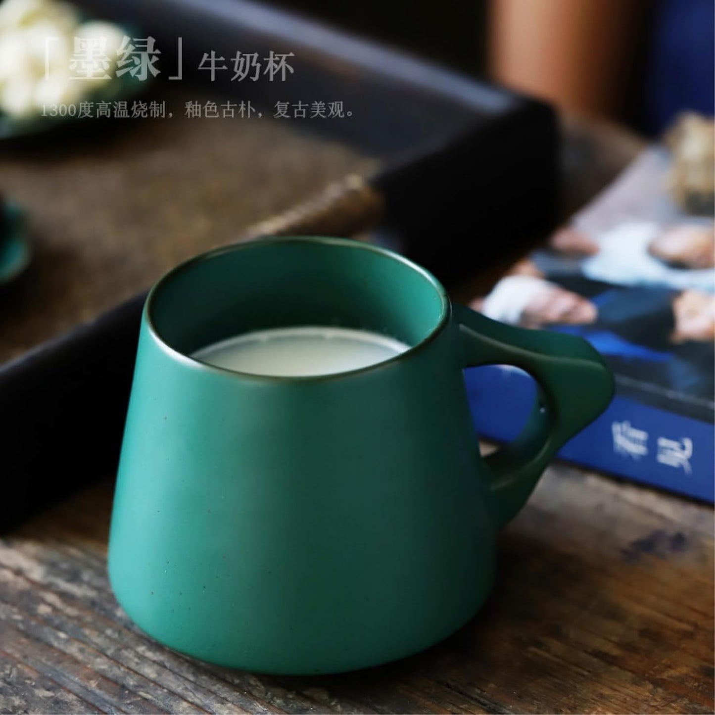 380ml-12.5oz ceramic couple breakfast cup creative individual milk cup-ⅵ blue