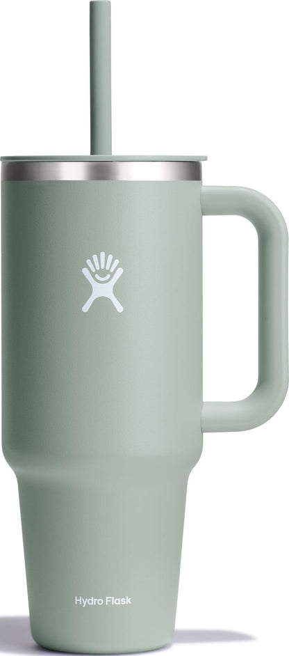 Hydro Flask Travel Tumbler with Handle, Lid and Straw - Insulated Stainless Steel in 40 Oz Trillium
