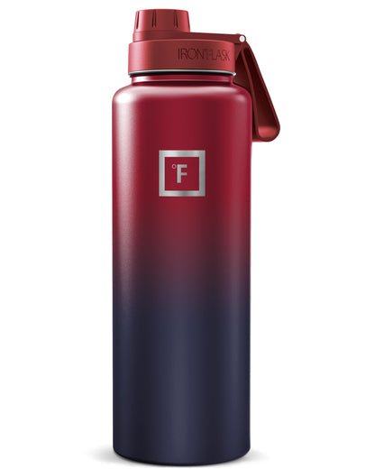 IRON °FLASK 40 oz Wide Mouth Water Bottle with Straw | Insulated Stainless Steel Sports Water Bottle with Leakproof Straw Lid - BPA Free, Cold 24 Hrs, Sweat Free (Midnight Black)