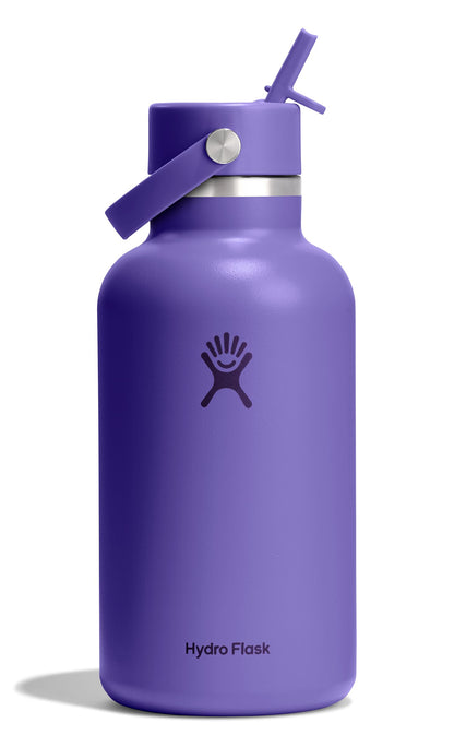 Hydro Flask Water Bottle - Insulated Stainless Steel - Wide Mouth Flex Straw Lid, Non Spill, Leakproof and Refillable in 32 Oz Tonal Birch