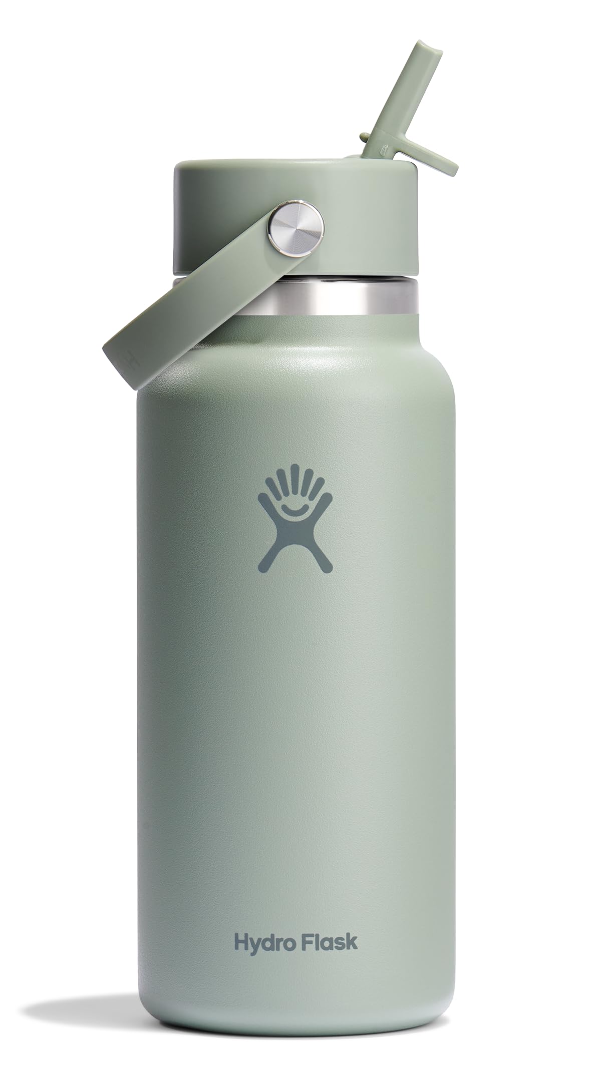 Hydro Flask Water Bottle - Insulated Stainless Steel - Wide Mouth Flex Straw Lid, Non Spill, Leakproof and Refillable in 32 Oz Tonal Birch