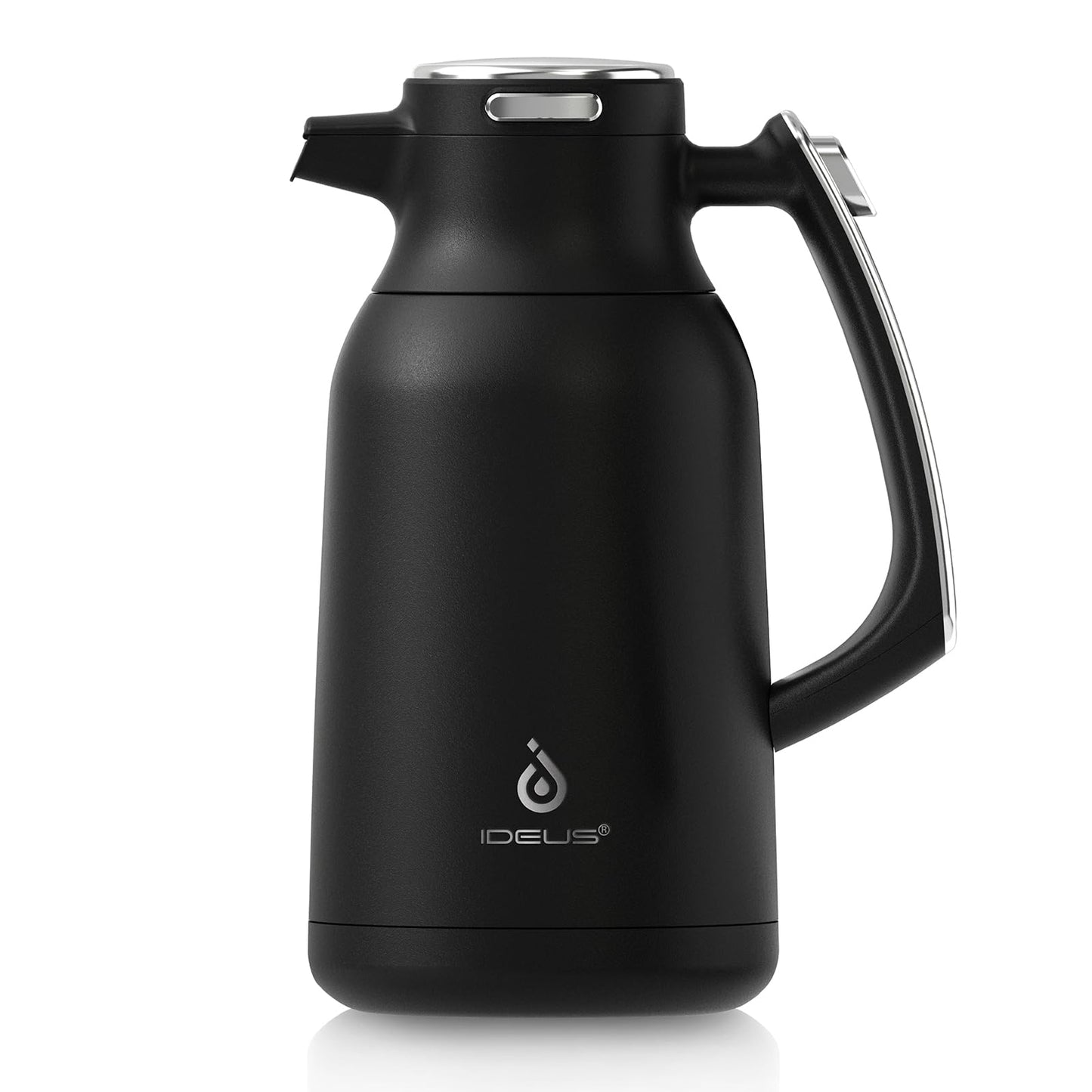 IDEUS Thermal Coffee Carafe, Stainless Steel Double Wall Insulated Vacuum Flask, Water Jug Coffee Server and Beverage Dispenser, Heat and Cold Retention (White-Gold, 68, Fluid Ounces)