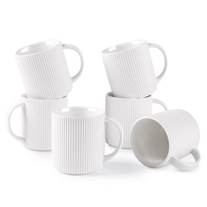 theterra Ceramic Coffee Mugs Set of 6, 14.2 oz Coffee Cups with Handle | Handmade, Suitable for Latte, Tea, Milk, Beer & Hot Cocoa, Cocoa Mocha