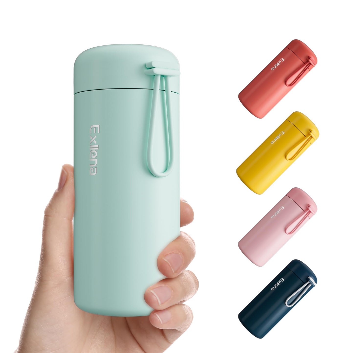 Exllena Mini Water Bottle 5oz, This is A EXTRA MINI Flask! Small Insulated Water Bottle for Hot&Cold Drinks, Water Bottle Purse with Carry Handle - 100% Leakproof Perfect for Travel...(Mint)