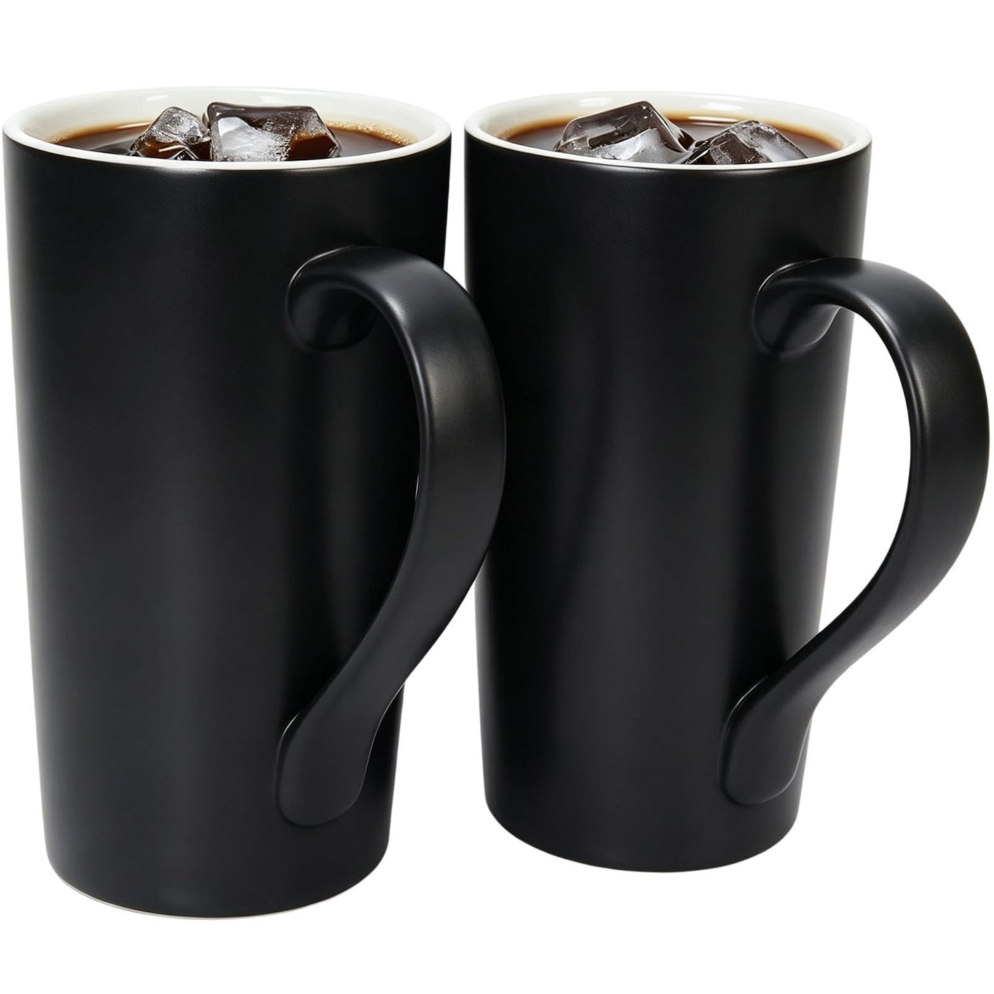 20 OZ Large Coffee Mugs, Grey Marble Ceramic Tall Beer Cups with Handle Set of 2 600 ml Oversized Porcelain Bulk Big Tea Cup for Men Women Gifts Mom and Dad