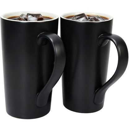 20 OZ Large Coffee Mugs, Grey Marble Ceramic Tall Beer Cups with Handle Set of 2 600 ml Oversized Porcelain Bulk Big Tea Cup for Men Women Gifts Mom and Dad