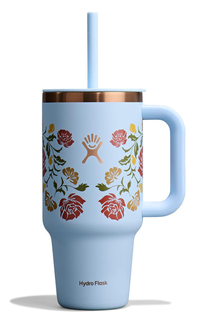 Hydro Flask Travel Tumbler with Handle, Lid and Straw - Insulated Stainless Steel in 40 Oz Agave