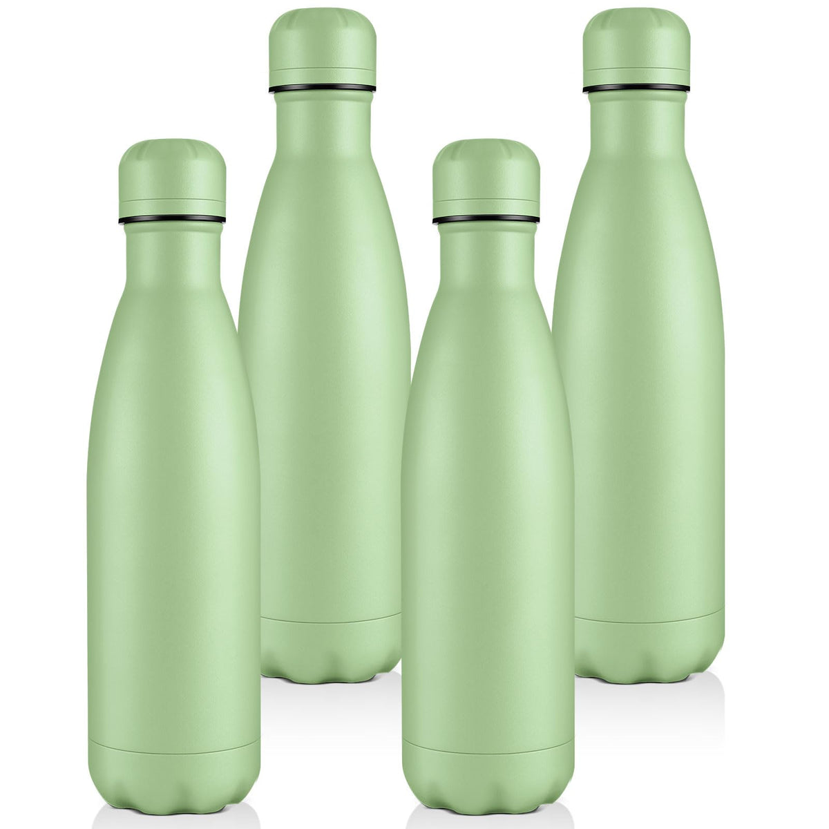 Volhoply 17oz Insulated Stainless Steel Water Bottle, Double Wall Vacuum Flask, Keeps Cold 24h & Hot 12h, Available in Packs of 1, 4, or 8（Silver,1 Pack)