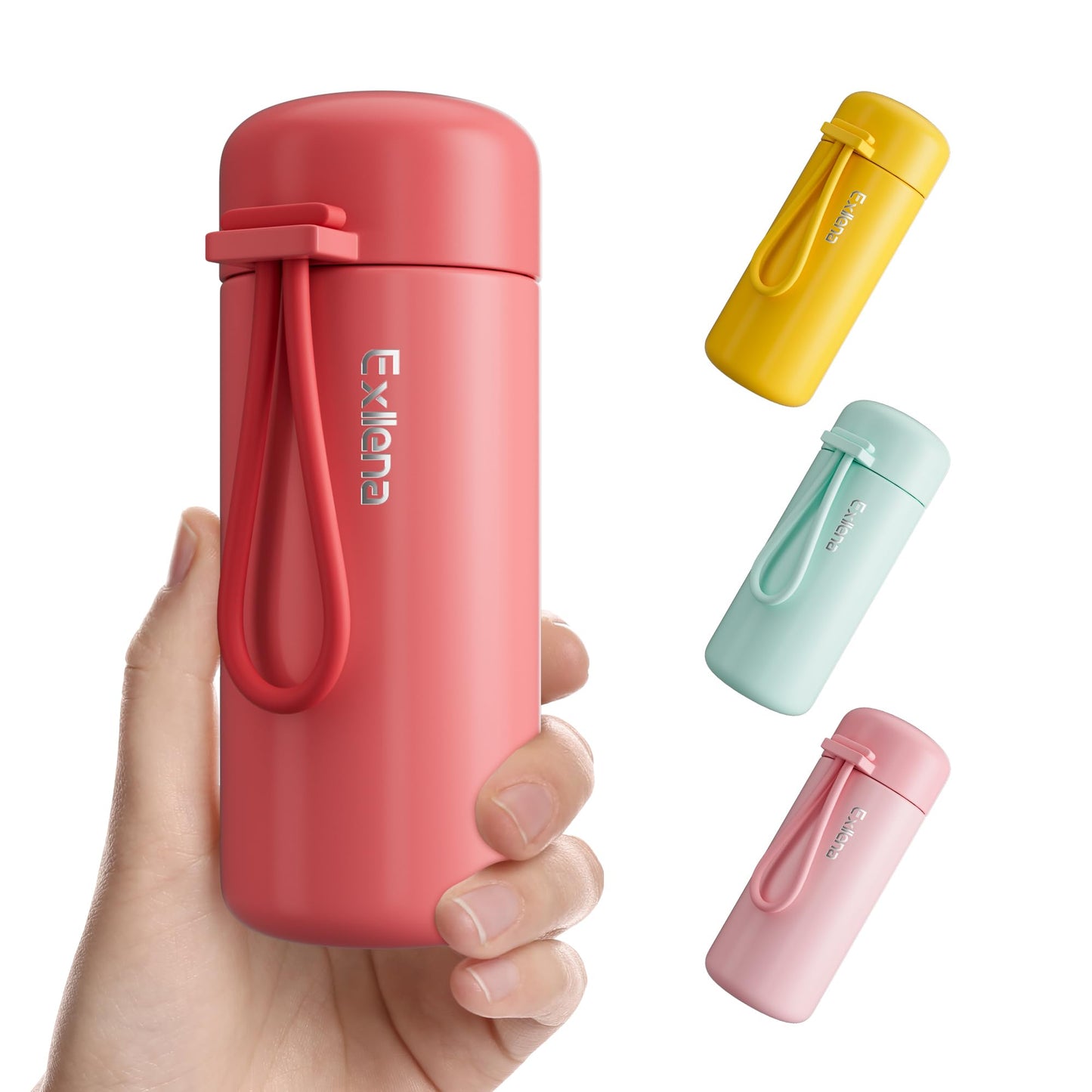 Exllena Mini Water Bottle 5oz, This is A EXTRA MINI Flask! Small Insulated Water Bottle for Hot&Cold Drinks, Water Bottle Purse with Carry Handle - 100% Leakproof Perfect for Travel...(Mint)
