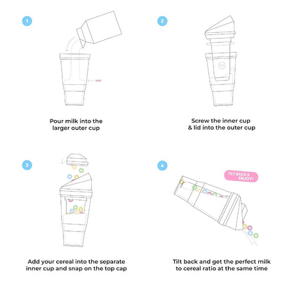 CRUNCHCUP XL Portable Cereal Cup for Breakfast On the Go - Pink | Skip the Spoon and Bowl - Designed for a quick, convenient breakfast at home, on the go, or during busy mornings.
