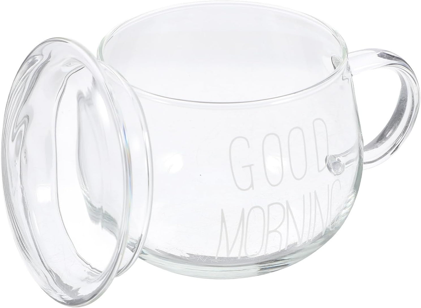 Glass Milk Drinking Cup with Handle, Heat-resistant Glass Water Mug for Breakfast Cereal, Yogurt, Tea – Versatile Household Beverage Cup with Lid