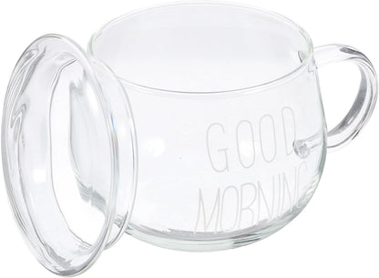 Glass Milk Drinking Cup with Handle, Heat-resistant Glass Water Mug for Breakfast Cereal, Yogurt, Tea – Versatile Household Beverage Cup with Lid
