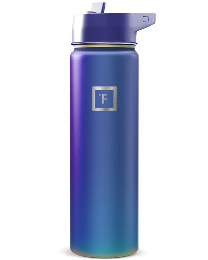 IRON °FLASK 32 oz Wide Mouth Water Bottle with 3 Lids | Insulated Stainless Steel Sports Water Bottle with 3 Leakproof Lids - BPA Free, Cold 24 Hrs, Sweat Free (Midnight Black)