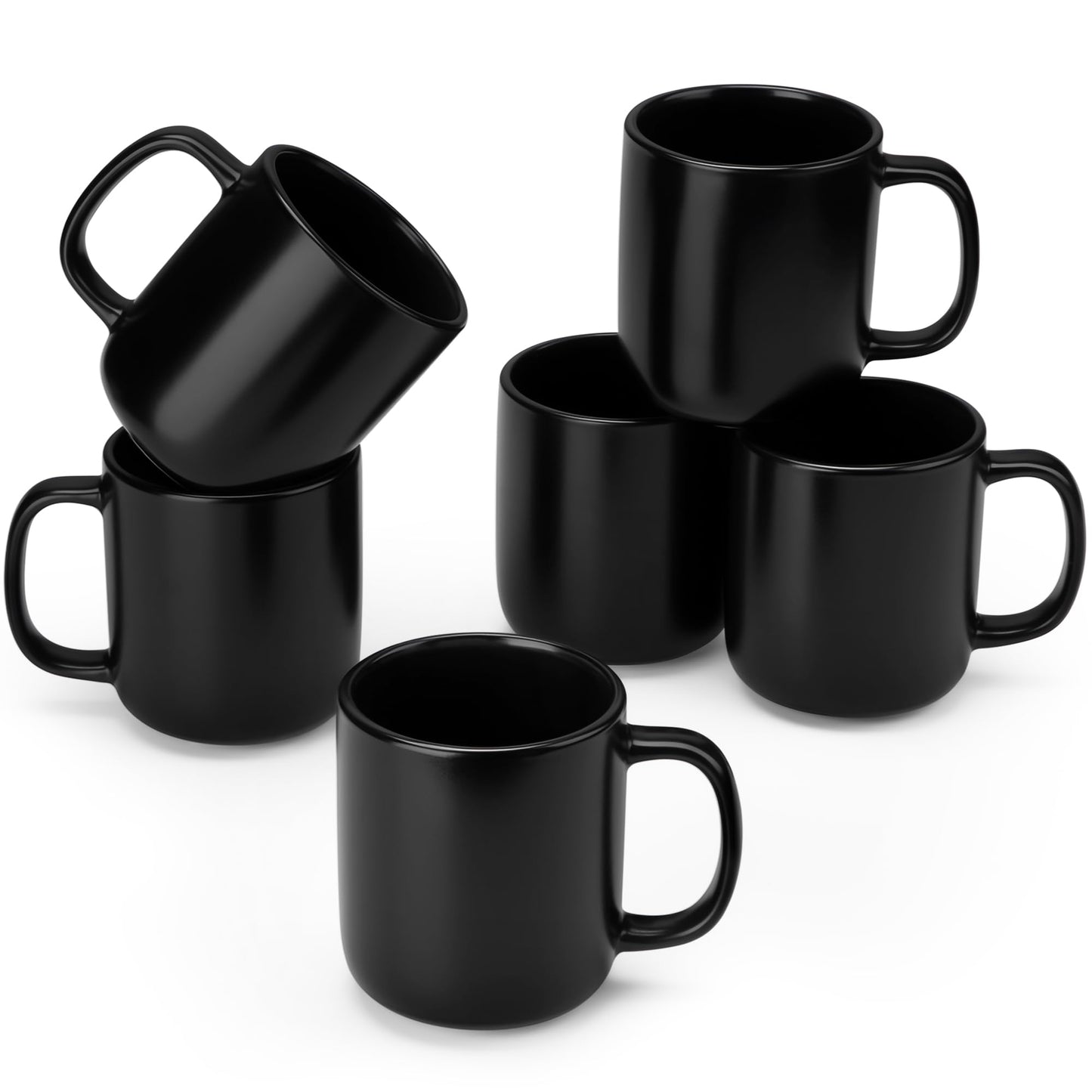 vancasso Porcelain Coffee Mugs Set, 12 oz Ceramic Coffee Cups for Latte Hot Tea Cappuccino Cocoa Milk Cups Set of 6, Dishwasher & Microwave Safe, White