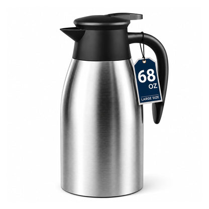 Thermal Coffee Carafe for Keeping Hot – 34OZ Insulated Small Coffee Pot | 304 Stainless Steel Coffee Flask, Tea Pitcher for Hot Drinks Liquid Water, Insulated Beverage Dispenser for Parties