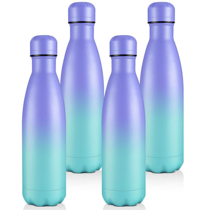 Volhoply 17oz Insulated Stainless Steel Water Bottle, Double Wall Vacuum Flask, Keeps Cold 24h & Hot 12h, Available in Packs of 1, 4, or 8（Silver,1 Pack)