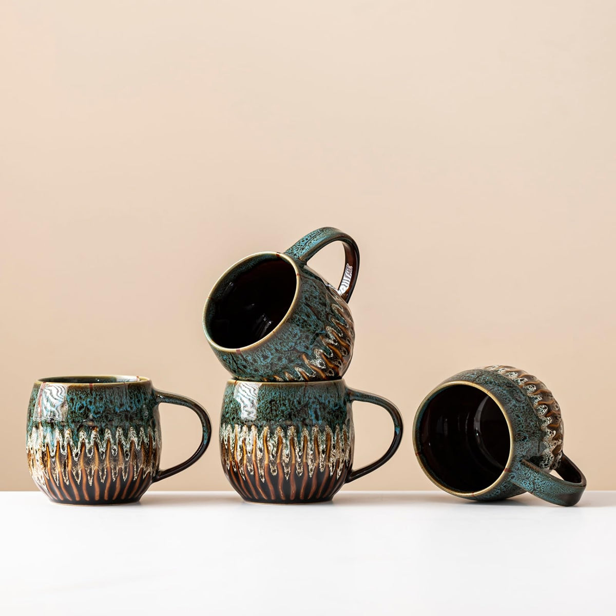 Large Ceramic Coffee Mug - 20oz Big Tea Cup, Green | Large Tea Mug, Microwave Safe, Dishwasher Safe