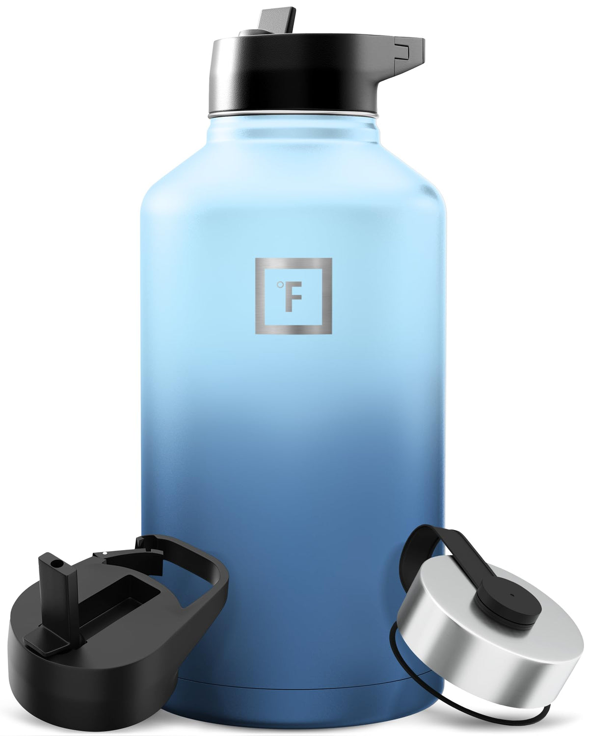 IRON °FLASK 40 oz Wide Mouth Water Bottle with Straw | Insulated Stainless Steel Sports Water Bottle with Leakproof Straw Lid - BPA Free, Cold 24 Hrs, Sweat Free (Midnight Black)