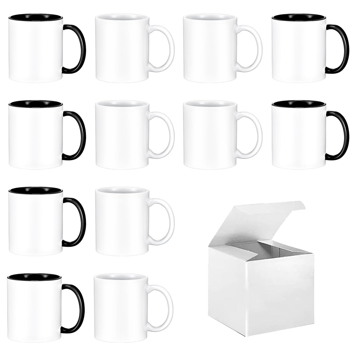 TANGLONG 11oz White Ceramic Sublimation Cups,12PCS Mugs Blank for DIY gifts | Tazas Para Sublimar,Ceramic Cup,Sublimation Mugs Blank, Bulk Mugs for Coffee, Tea, Latte, Soup, Milk, Cocoa, homemade gifts