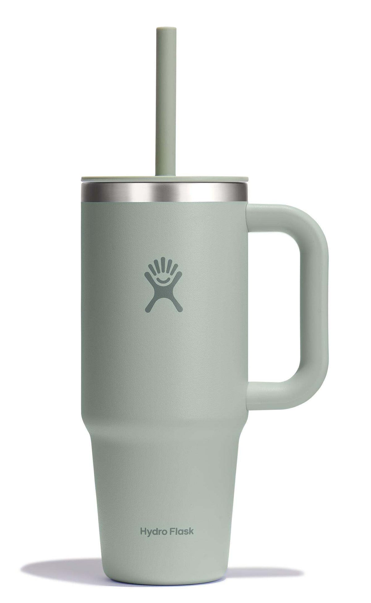 Hydro Flask Travel Tumbler with Handle, Lid and Straw - Insulated Stainless Steel in 40 Oz Agave
