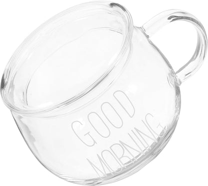 Toyvian Glass Coffee Mug with Handle Heat-resistant Breakfast Milk Cup Glass Beverage Mug for Office and Home with Lid