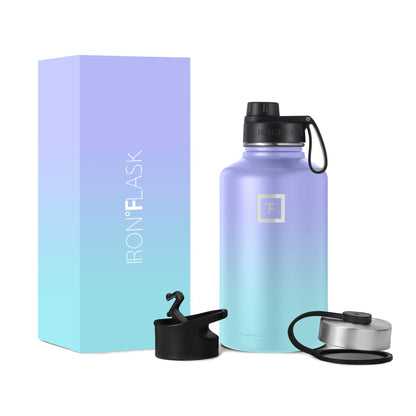 IRON °FLASK 40 oz Wide Mouth Water Bottle with Straw | Insulated Stainless Steel Sports Water Bottle with Leakproof Straw Lid - BPA Free, Cold 24 Hrs, Sweat Free (Midnight Black)