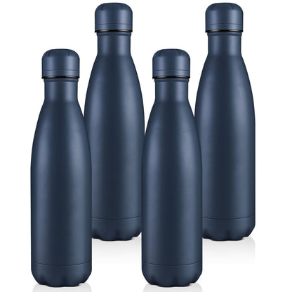 Volhoply 17oz Insulated Stainless Steel Water Bottle, Double Wall Vacuum Flask, Keeps Cold 24h & Hot 12h, Available in Packs of 1, 4, or 8（Silver,1 Pack)