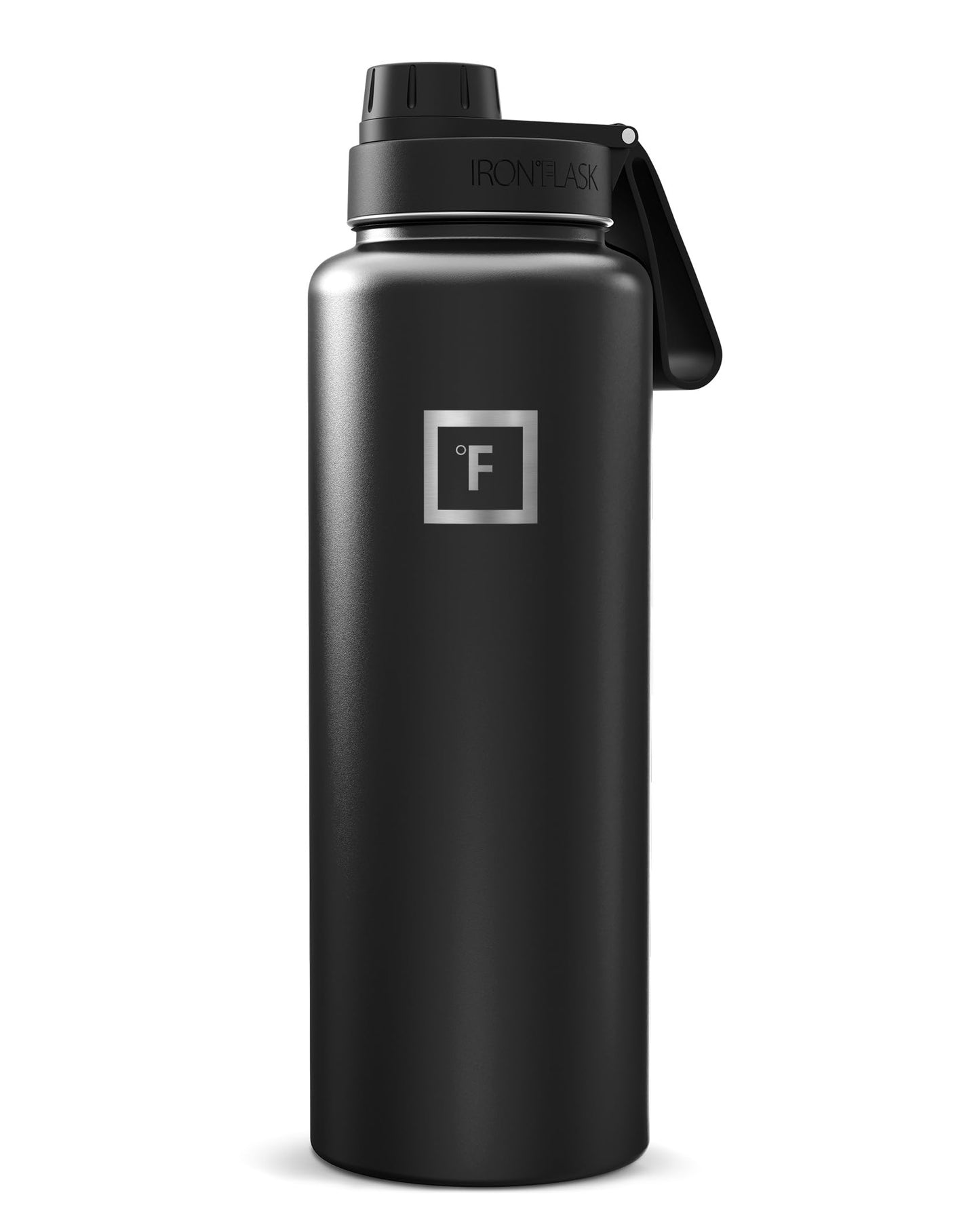 IRON °FLASK 40 oz Wide Mouth Water Bottle with Straw | Insulated Stainless Steel Sports Water Bottle with Leakproof Straw Lid - BPA Free, Cold 24 Hrs, Sweat Free (Midnight Black)