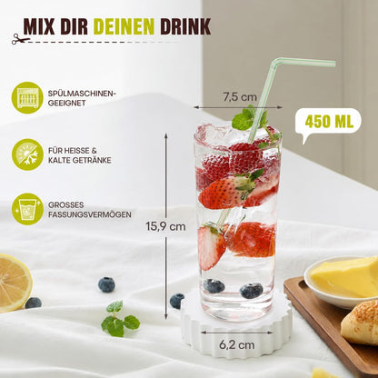 Highball Glasses Set of 6, 16oz Tall Drinking Glasses, Water Glass for Kitchen, Tom Collins Glasses, Mojito Glass Cups, Cocktail Glasses for Bar Glassware