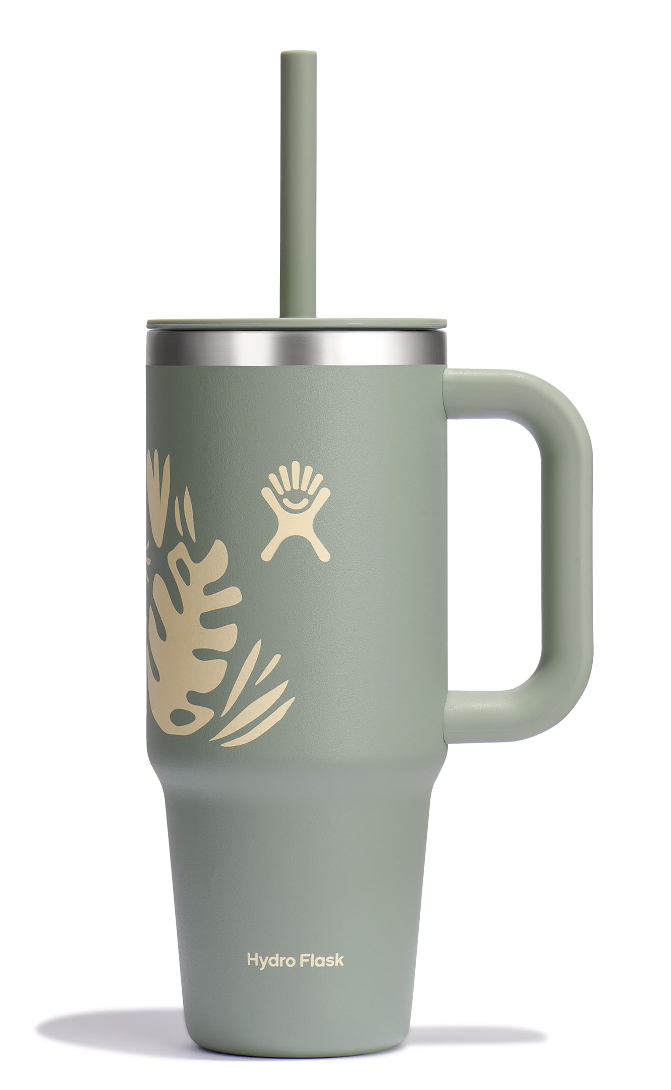 Hydro Flask Travel Tumbler with Handle, Lid and Straw - Insulated Stainless Steel in 40 Oz Trillium