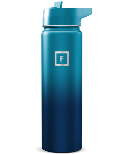 IRON °FLASK 32 oz Wide Mouth Water Bottle with 3 Lids | Insulated Stainless Steel Sports Water Bottle with 3 Leakproof Lids - BPA Free, Cold 24 Hrs, Sweat Free (Midnight Black)