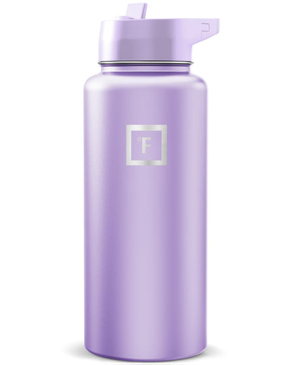IRON °FLASK 32 oz Wide Mouth Water Bottle with 3 Lids | Insulated Stainless Steel Sports Water Bottle with 3 Leakproof Lids - BPA Free, Cold 24 Hrs, Sweat Free (Midnight Black)