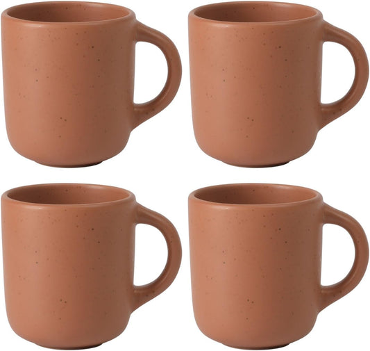 Two Time Oprah's Favorite Things Winner - Corsica Clay 4-Piece Mug Set – Burnt Apricot Terracotta Stoneware Coffee & Tea Cups, Durable Ceramic Drinkware