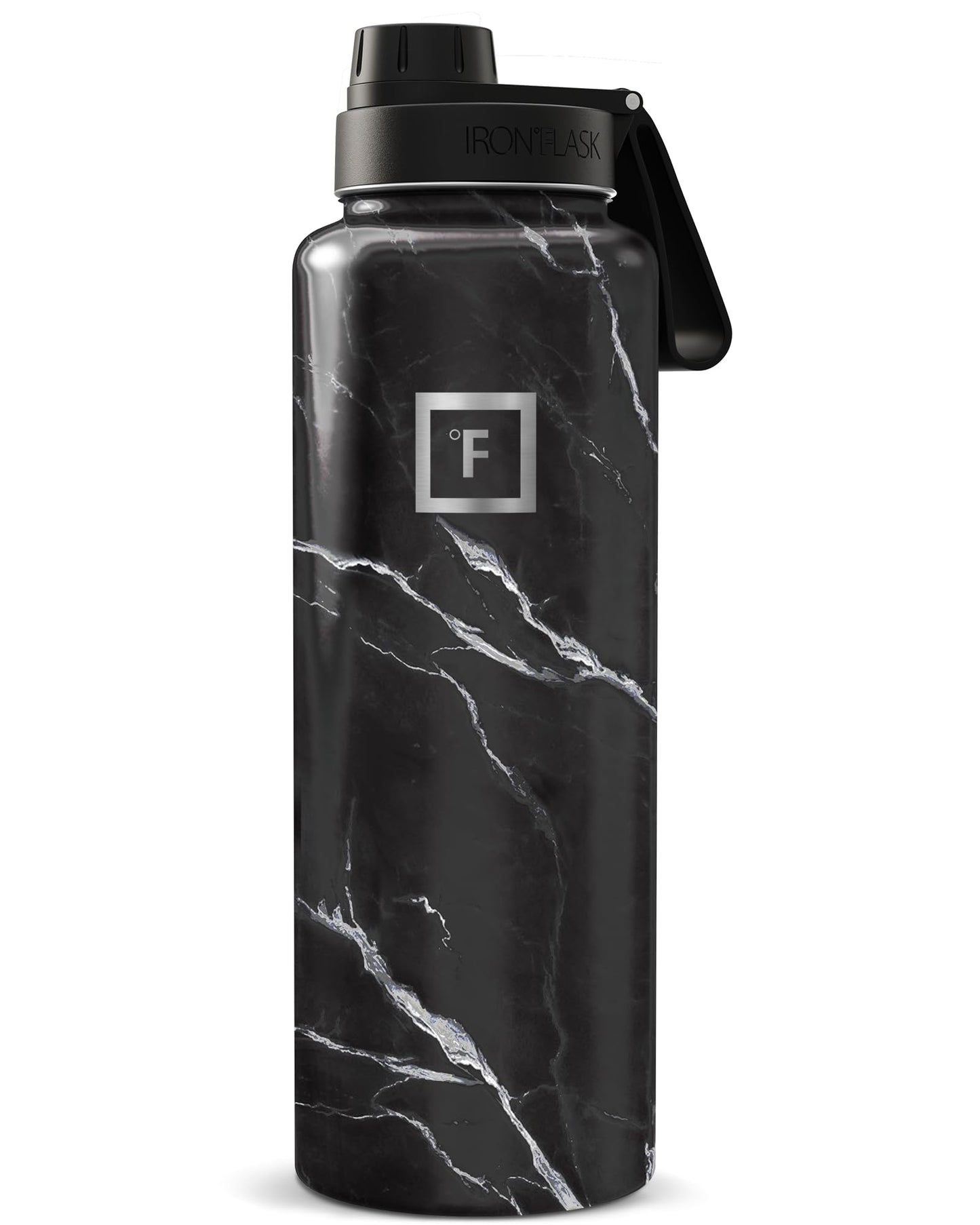 IRON °FLASK 40 oz Wide Mouth Water Bottle with Straw | Insulated Stainless Steel Sports Water Bottle with Leakproof Straw Lid - BPA Free, Cold 24 Hrs, Sweat Free (Midnight Black)