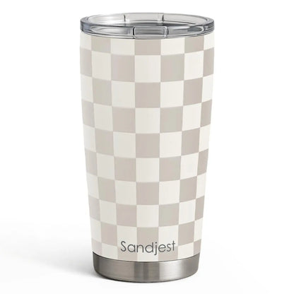 SANDJEST 20oz Stylish Botanical Daisies Insulated Stainless Steel Coffee Flask - Portable, Leakproof, Double-Wall Keeps Coffee Cozy Longer, Cup Holder Friendly, Reusable, Gym-to-Office Use, Iced or Hot Ready, Gift for Her