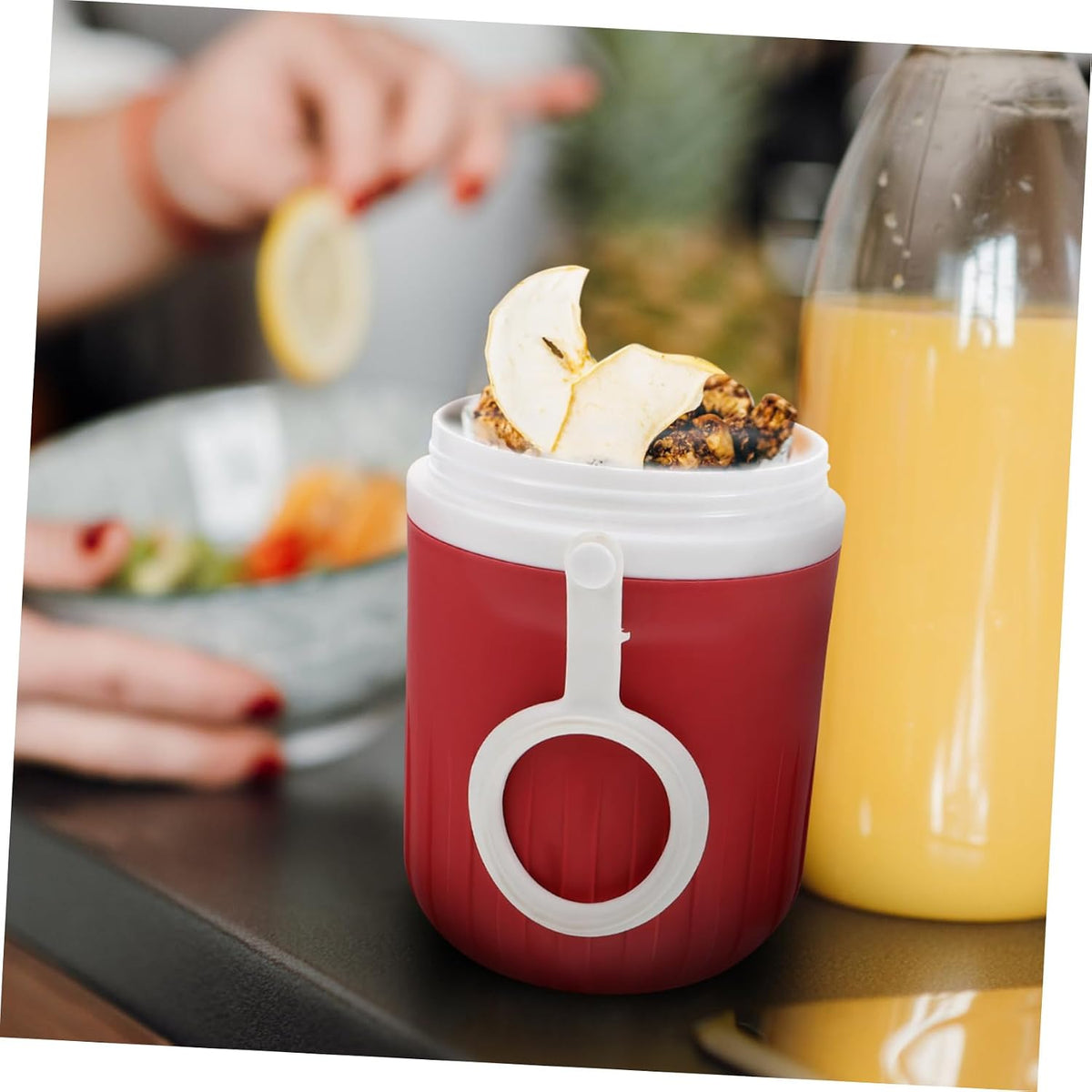 Portable Breakfast Cup Lid Insulated Soup and Cereal Cup for Students Microwave Safe Mini Milk Container for-the-Go Use