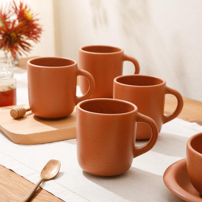 Two Time Oprah's Favorite Things Winner - Corsica Clay 4-Piece Mug Set – Burnt Apricot Terracotta Stoneware Coffee & Tea Cups, Durable Ceramic Drinkware