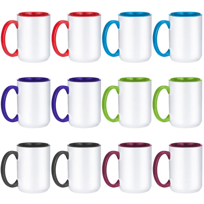 TANGLONG 11oz White Ceramic Sublimation Cups,12PCS Mugs Blank for DIY gifts | Tazas Para Sublimar,Ceramic Cup,Sublimation Mugs Blank, Bulk Mugs for Coffee, Tea, Latte, Soup, Milk, Cocoa, homemade gifts