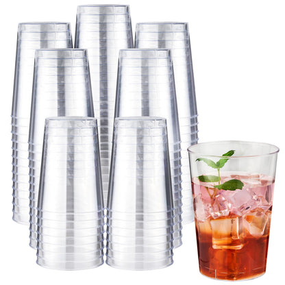RACETOP 200 Pack 9 oz Clear Plastic Cups for Party | Disposable Clear Cup, Disposable Cups, Wine Glasses Cups, Plastic Cocktail Glasses