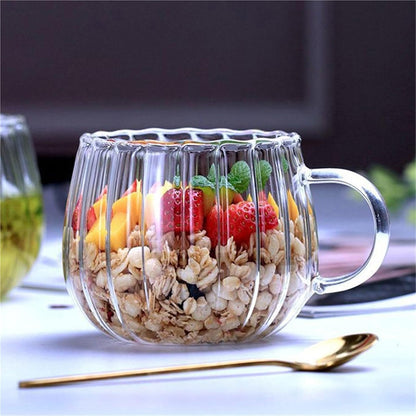 Easy to Clean 400ml Glass Breakfast Milk Cup with Handle, Cute, for Office,Home Use, Coffee Cup(Gray)