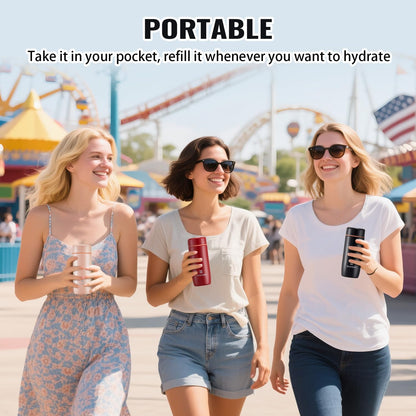 Small Thermo Bottle Mini Vacuum Insulated Water Bottle 200ml/6.8oz Water Flask Stainless Steel Thermal Water Bottles Thermo for Hot and Cold Drinks for Purse Handbag Pocket (Black)