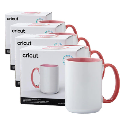 Cricut Beveled Blank Mug to Decorate, White/Gray | Ceramic-Coated, Dishwasher & Microwave Safe,Infusible Ink Compatible,15 Oz Sublimation