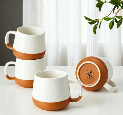 Teocera Coffee Mugs Set of 4-12oz Chip-Resistant Ceramic Cups with Ergonomic Handle | Dishwasher & Microwave Safe White Mugs | Keeps Beverage Hot, Perfect for Family Kitchen & Holiday Gifts