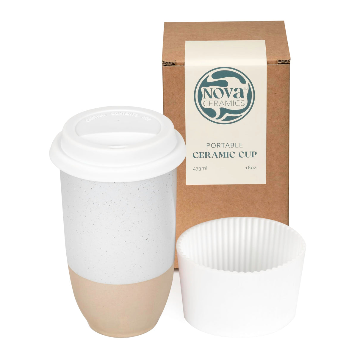 NOVA CERAMICS Travel Mug On the Go Coffee Mug Microwave & Dishwasher Safe Green Tumbler - Gifts For Women Men 16oz Afterglow