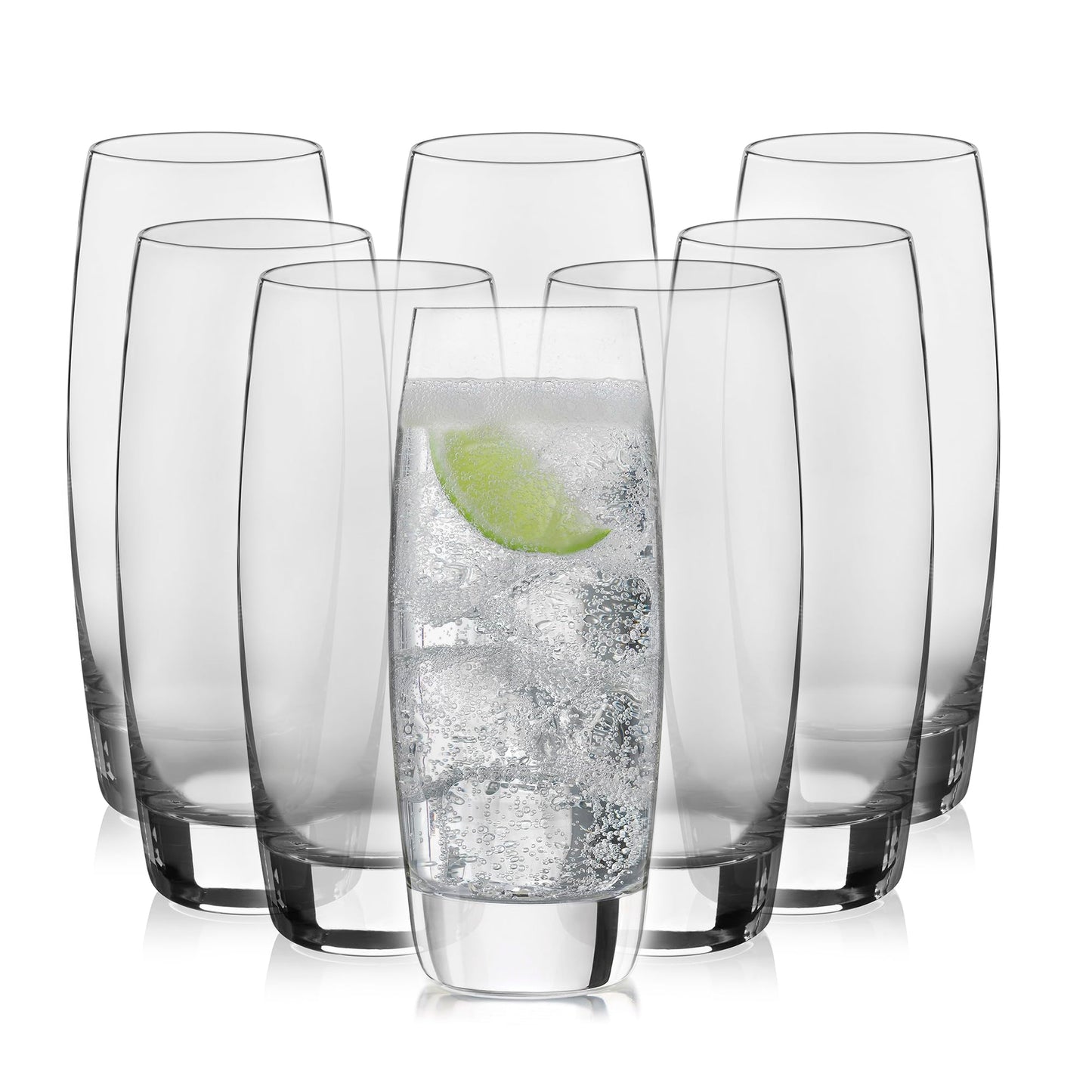 Heavy Base Drinking Glasses Set of 8, Weighted Clear Water Cups | 15.5 oz Capacity for Water, Juice, Soda, Cocktails, and More with Weighted Base and Dishwasher-Safe Cleanup